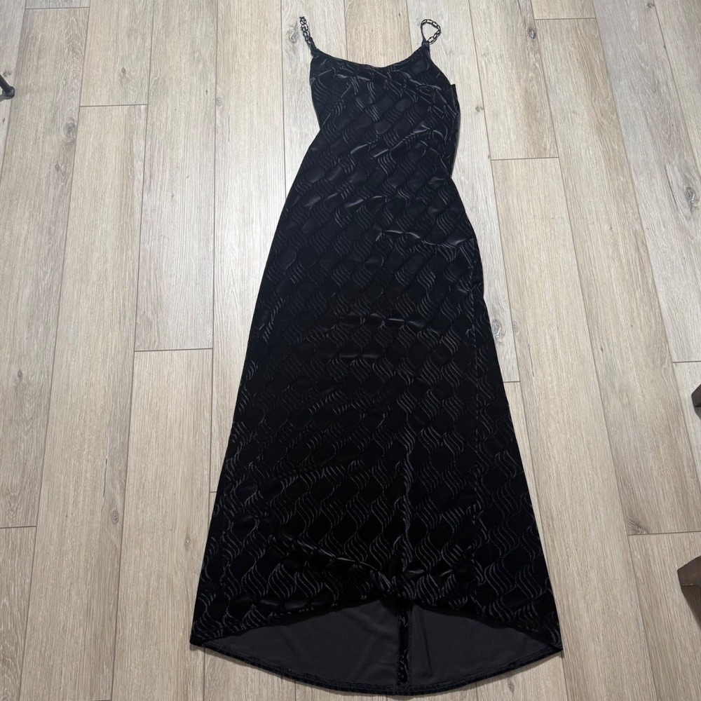 Vintage Gunne Sax Jessica McClintock Black Contrast Velvet Maxi Dress 9/10 EUC - Picture 2 of 16